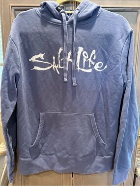 Salt Life Small Dusty Blue Hoodie with White Logo